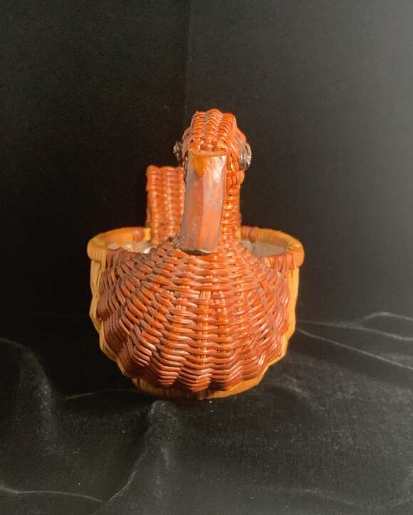 Vintage Wicker Duck Basket Brown Rattan Wooden Beak - Picture 3 of 3